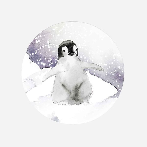 Tekening Pinguin in de sneeuw