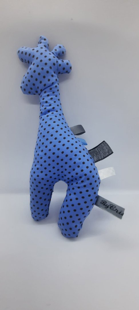Giraffe knuffel 32 cm hoog - blauw met kleine stippen